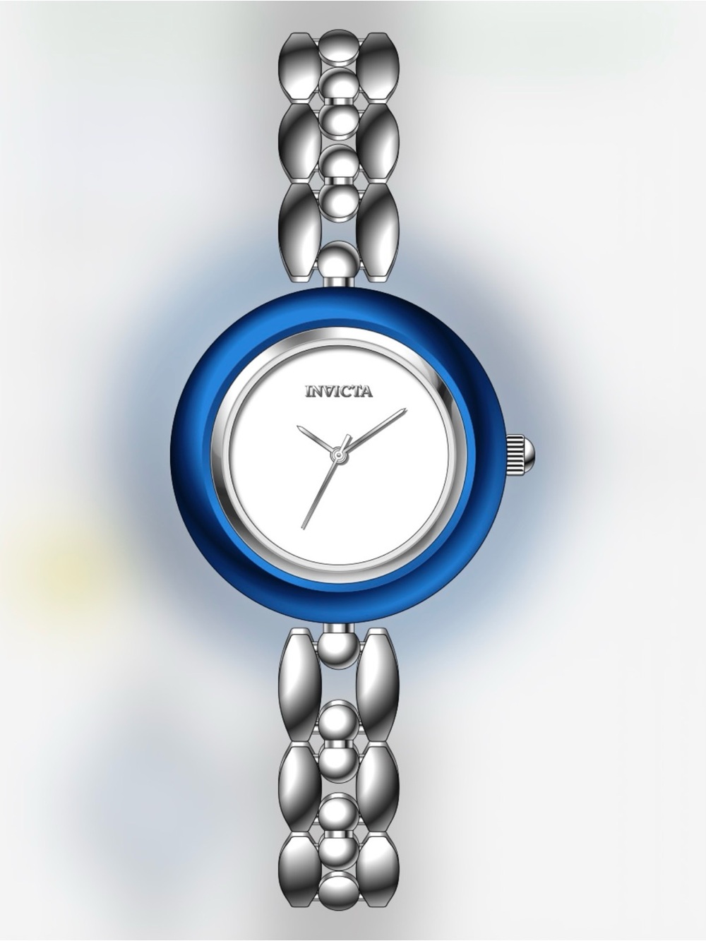 Invicta Women's Silver Bracelet Watch with Blue Bezel